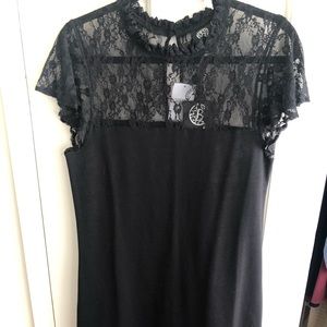 Bobeau Black Lace Midi Dress